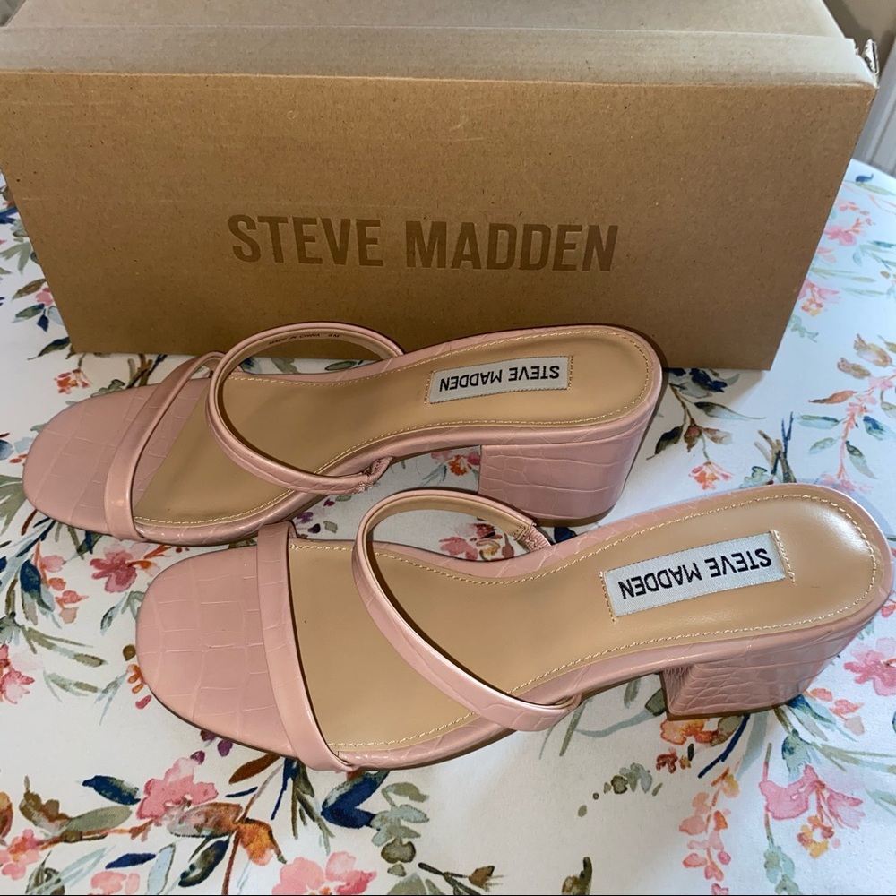 Nwot Steve Madden Issy Block Heel Slide Sandal Pi… - image 8